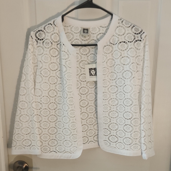 Anne Klein Tops - White Lace Open Cardigan